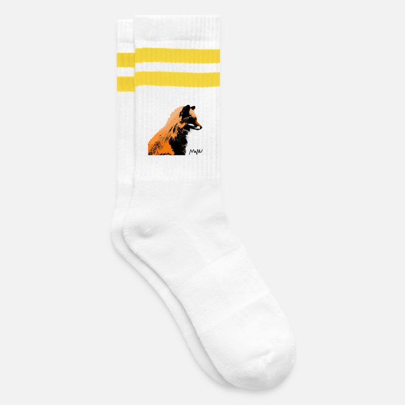 fox - Striped tennis socks - white/yellow