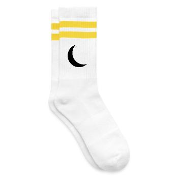 Crescent moon - Striped tennis socks - white/yellow - Right