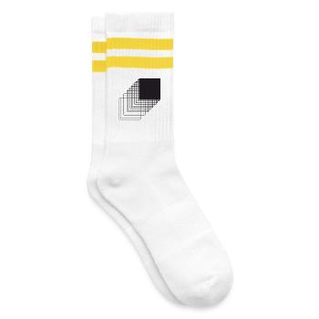 Bauhaus bold square design - Striped tennis socks - white/yellow - Right