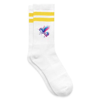 Unicorn (02) - Striped tennis socks - white/yellow - Right