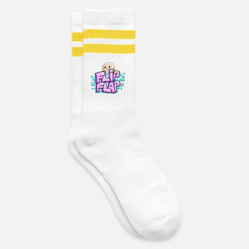 Fun Graffiti Bubble Flip - Striped tennis socks - white/yellow