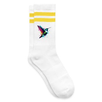 Kolibri - Gestreifte Tennissocken - Weiß/Gelb - Rechts