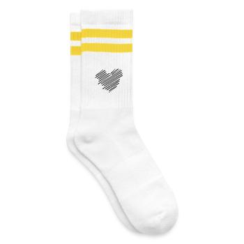Two Hearts Scribble - Striped tennis socks - white/yellow - Right