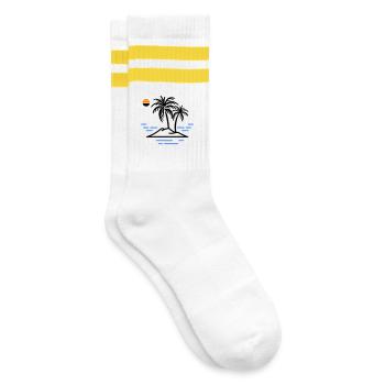 Palm Island - Striped tennis socks - white/yellow - Right