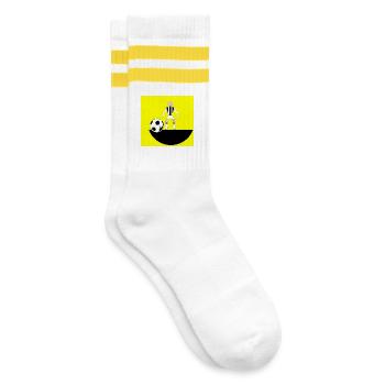 Yellow Field Fußball-Schiedsrichter - Gestreifte Tennissocken - Weiß/Gelb - Rechts