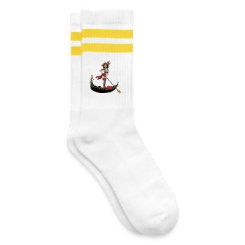Italy Venice gondola pinup - Striped tennis socks - white/yellow - Right
