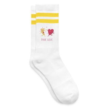 True Pizza Love - Striped tennis socks - white/yellow - Right