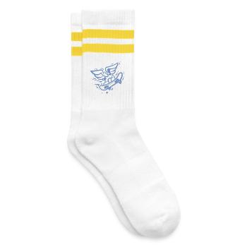 Wing Skateboard Heart Blue - Striped tennis socks - white/yellow - Right