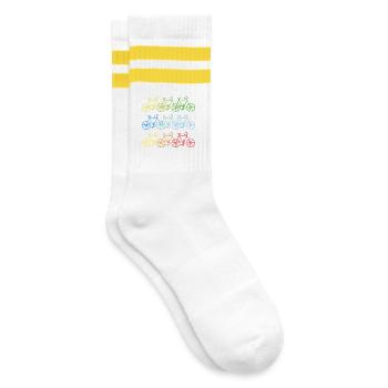 Bunte Fahrräder Fahrrad Geschenk - Gestreifte Tennissocken - Weiß/Gelb - Rechts