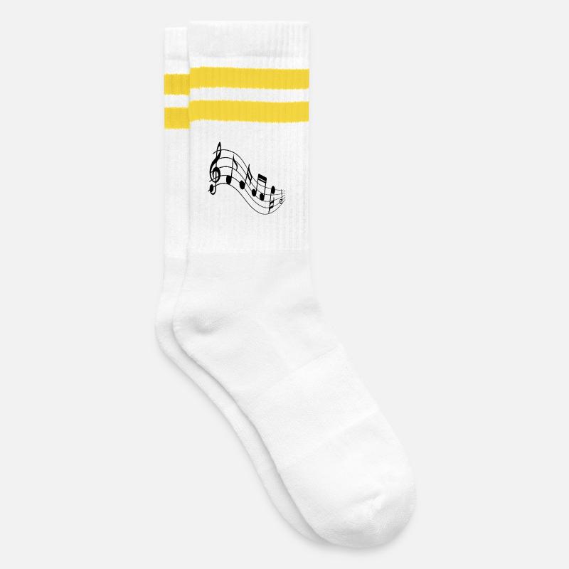 Melodic Wave Staff-Kunst - Gestreifte Tennissocken - Weiß/Gelb
