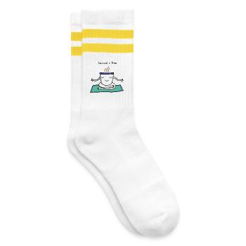 Zen Mug Yoga Calm - Gestreifte Tennissocken - Weiß/Gelb - Rechts