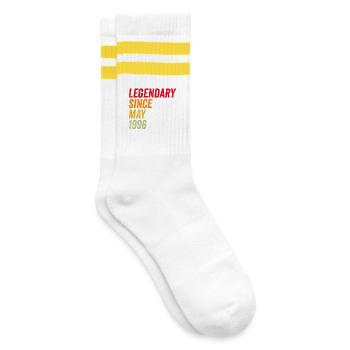 30. Geburtstag 30 Jahre Geburtstag - Gestreifte Tennissocken - Weiß/Gelb - Rechts
