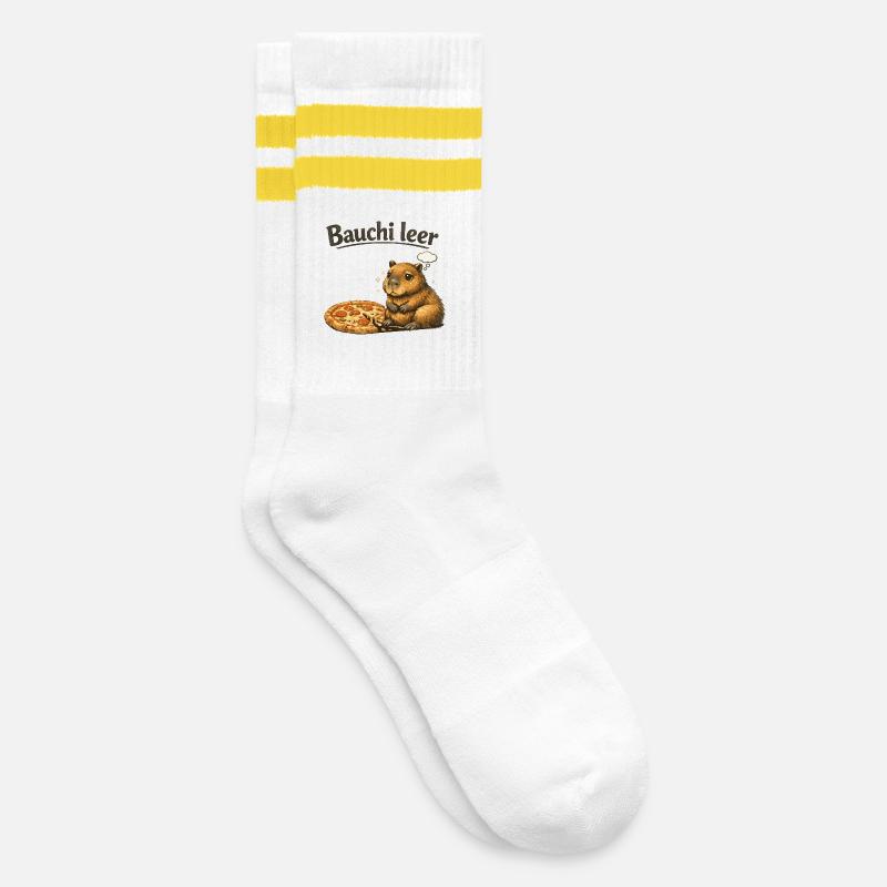 Bauchi empty - Striped tennis socks - white/yellow