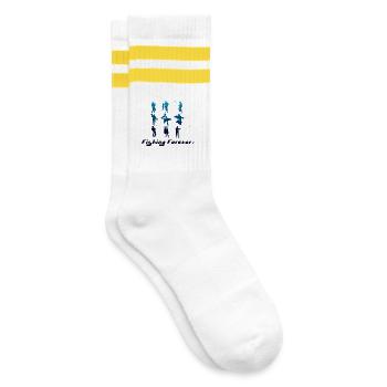 Silhouetten des Anglers Fishing forever - Gestreifte Tennissocken - Weiß/Gelb - Rechts