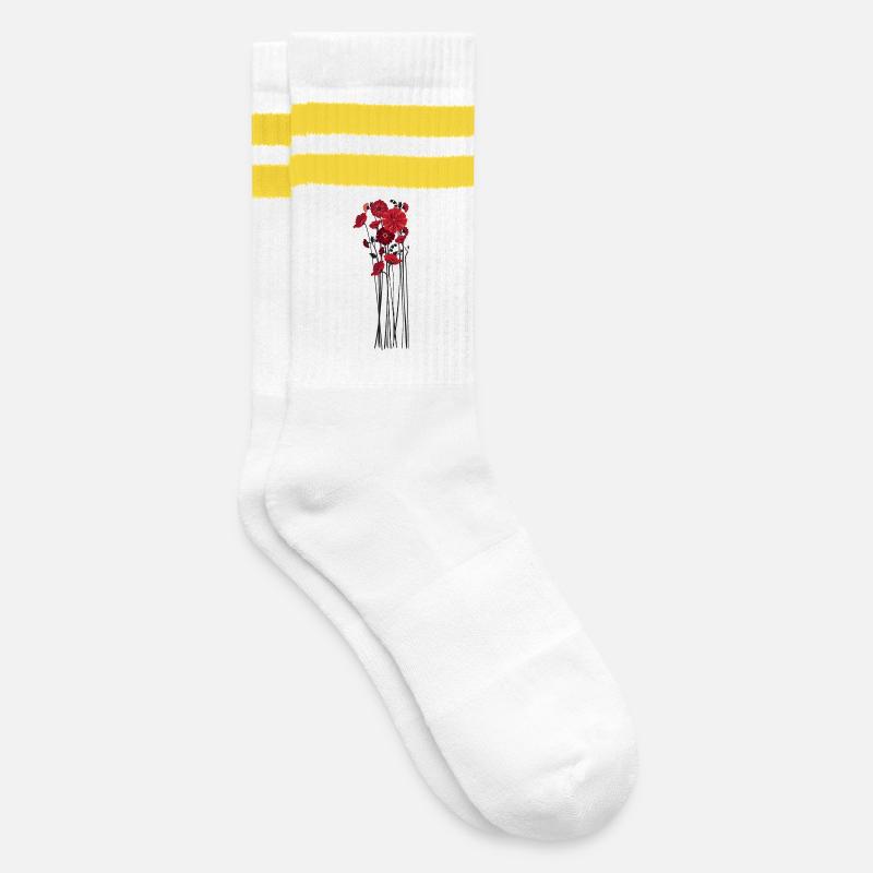 Illustration de fleurs de galets - Chaussettes de tennis - blanc/jaune