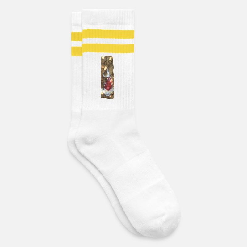 Koi Fish on Rustic Marble - Striped tennis socks - white/yellow