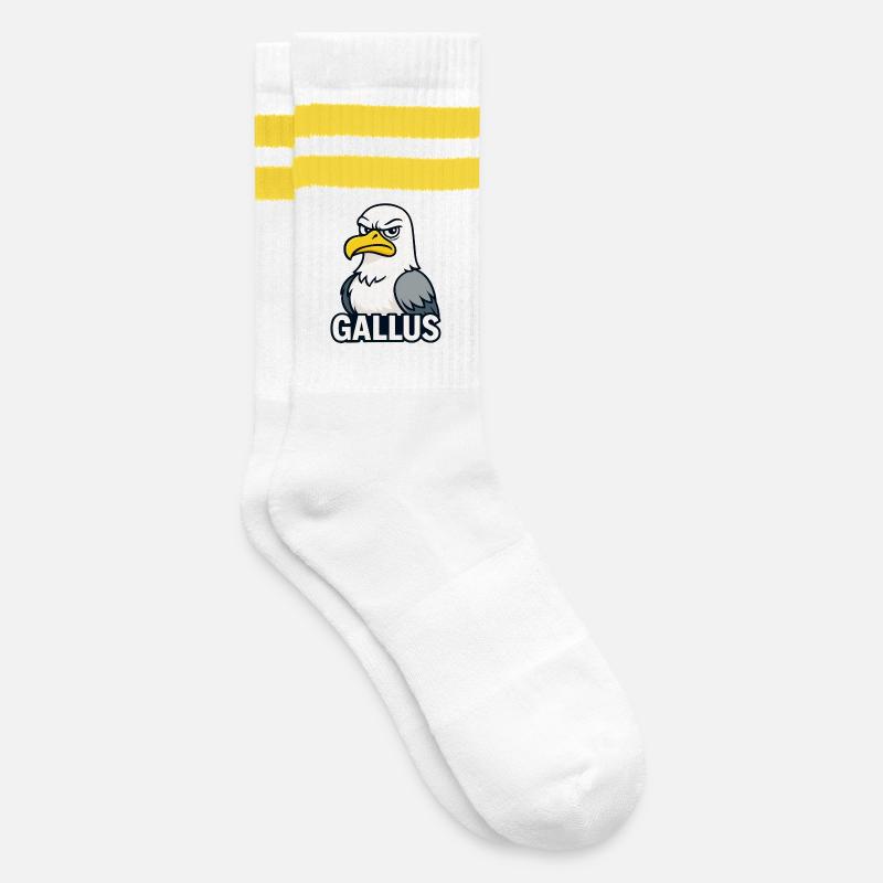 Bold Eagle Mascot Illustration - Striped tennis socks - white/yellow