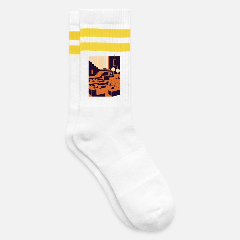 Interior Design Traum - Gestreifte Tennissocken - Weiß/Gelb
