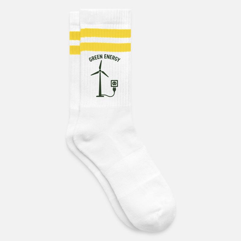 Green Energy Wind Power Socket - Striped tennis socks - white/yellow