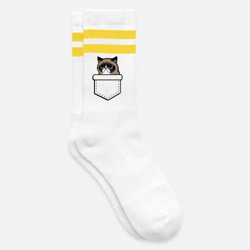 grumpy - Striped tennis socks - white/yellow
