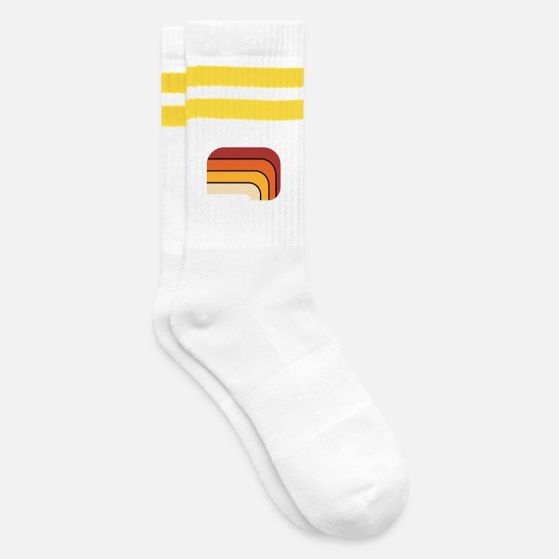 Retro gradient design - Striped tennis socks - white/yellow