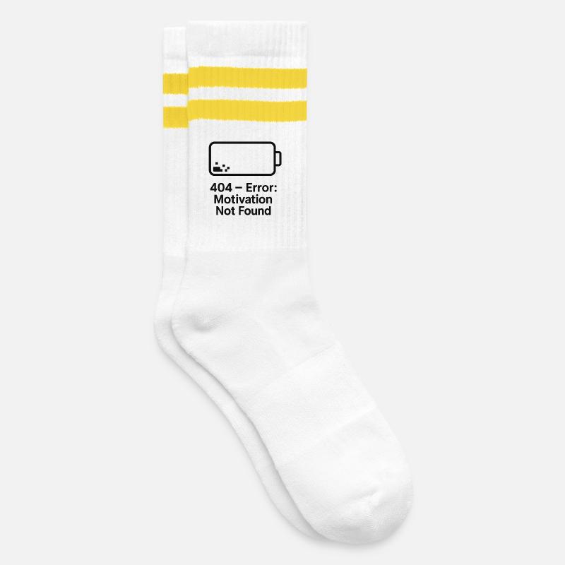 Error 404 Motivation Not Found - Striped tennis socks - white/yellow