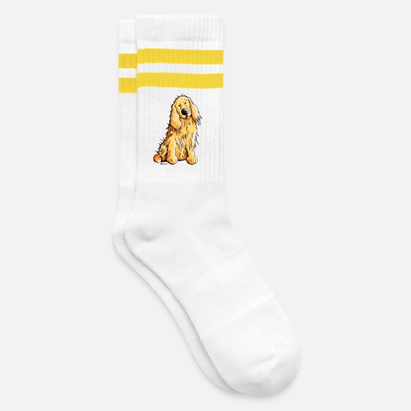 Happy Cocker Spaniel - Gestreifte Tennissocken - Weiß/Gelb