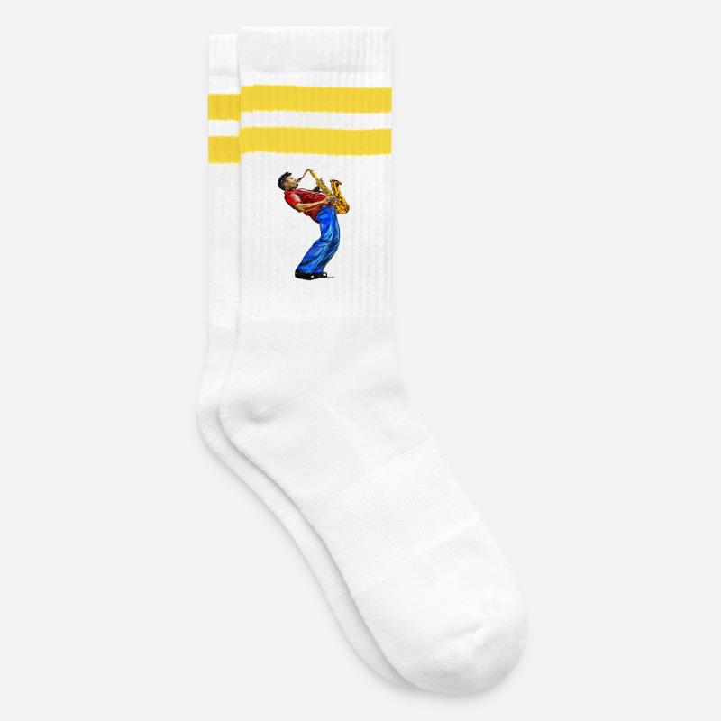 Saksofonist - Chaussettes de tennis - blanc/jaune