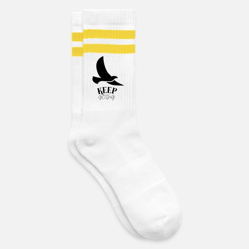 Keep_going - Gestreifte Tennissocken - Weiß/Gelb