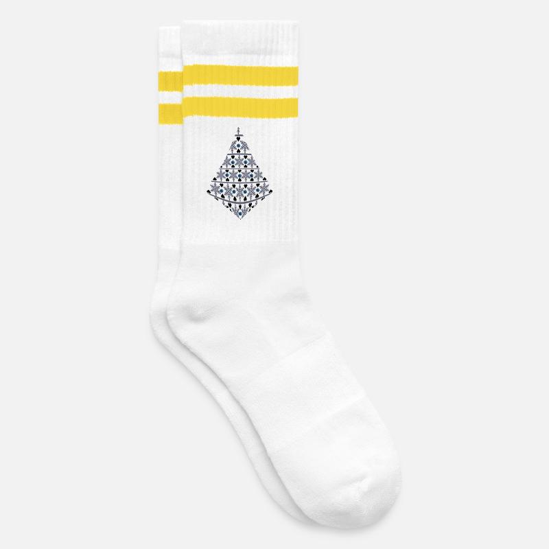 Snowflake Tree Ornament - Striped tennis socks - white/yellow