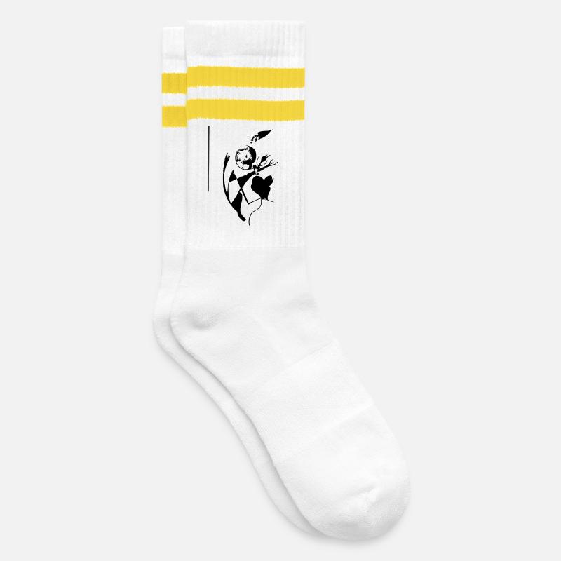 Sakura  - Gestreifte Tennissocken - Weiß/Gelb