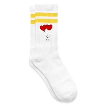 Valentines Red Heart, Valentine's Day - Striped tennis socks - white/yellow - Right