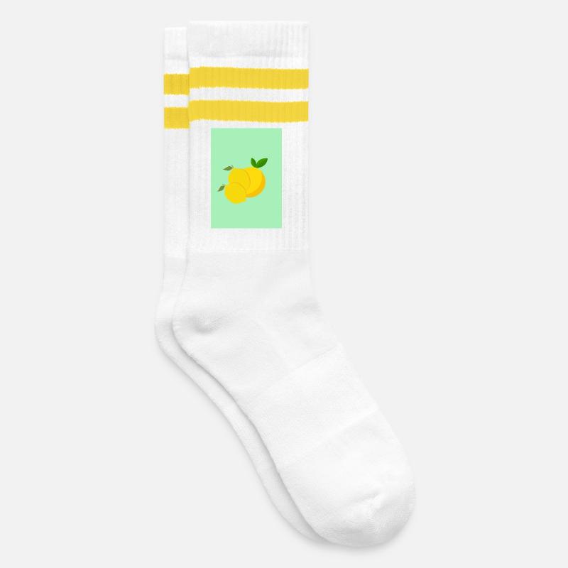 Lemons - Striped tennis socks - white/yellow