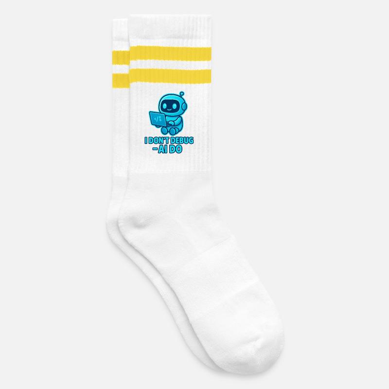 KI Debug: AI übernimmt das Debuggen - Gestreifte Tennissocken - Weiß/Gelb