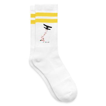 Luft - Gestreifte Tennissocken - Weiß/Gelb - Rechts