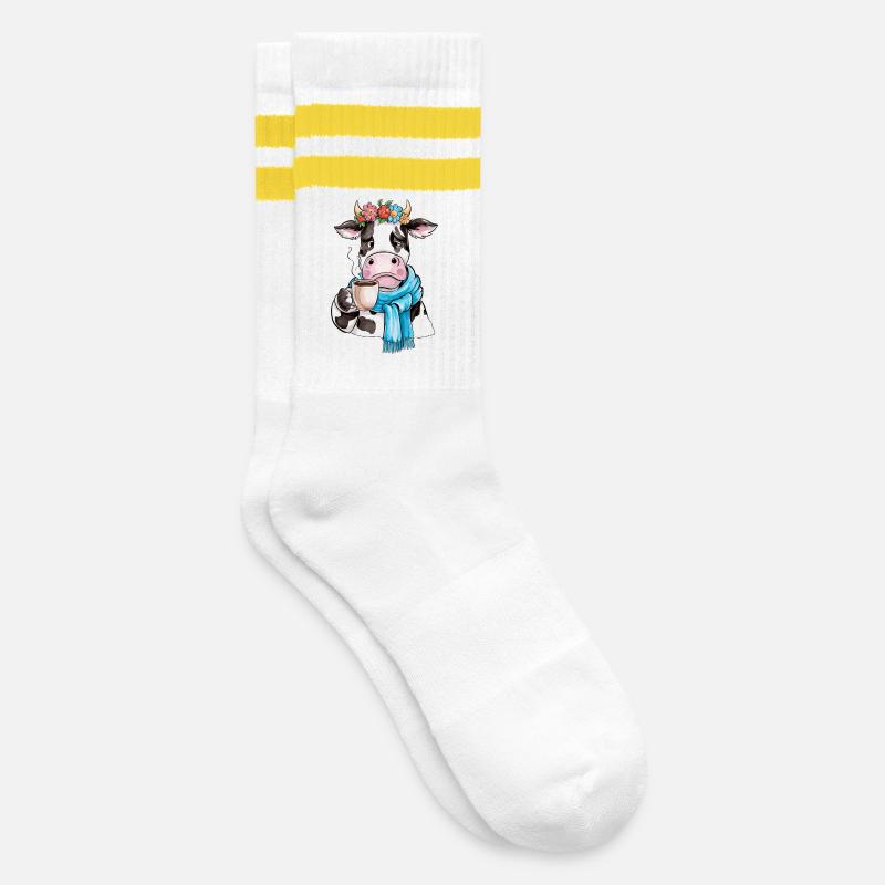 Vache café - Chaussettes de tennis - blanc/jaune