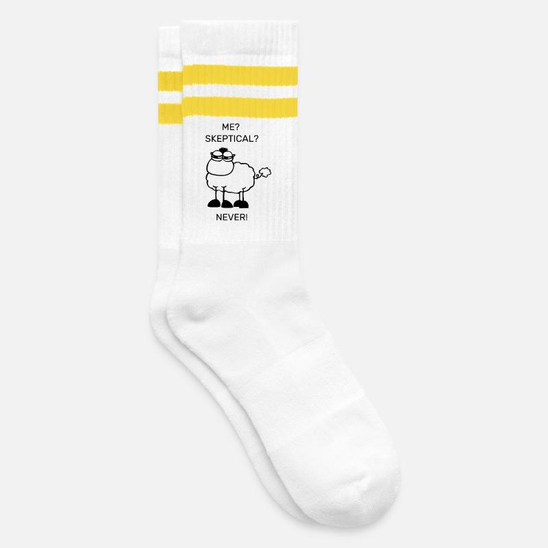 Skeptical sheep - Striped tennis socks - white/yellow
