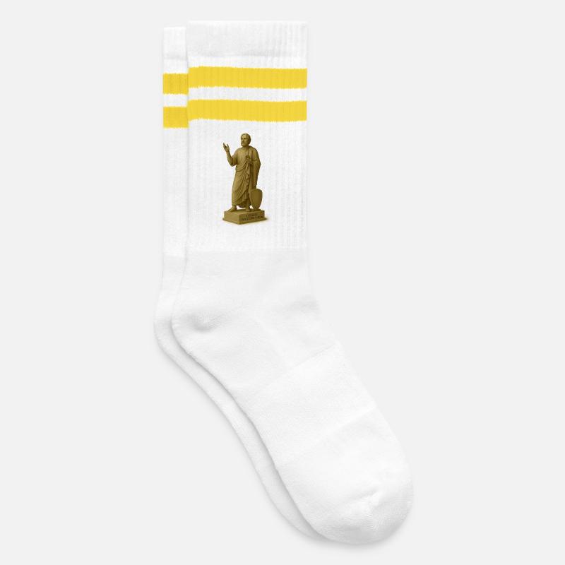Teaching philosopher with smartphone - Striped tennis socks - white/yellow