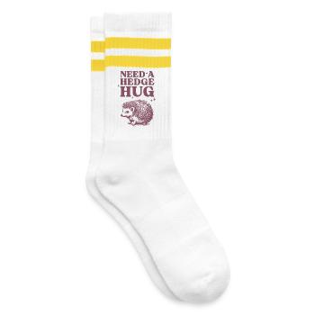 Igel Charm Motiv - Gestreifte Tennissocken - Weiß/Gelb - Rechts