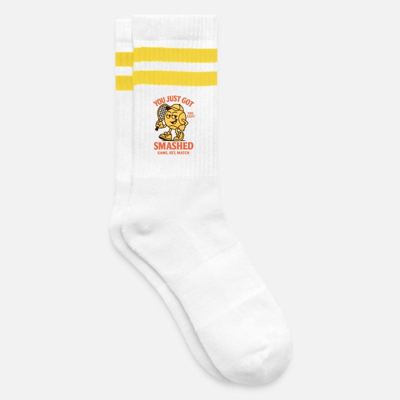 YOU JUST GOT SMASHED - Striped tennis socks - white/yellow