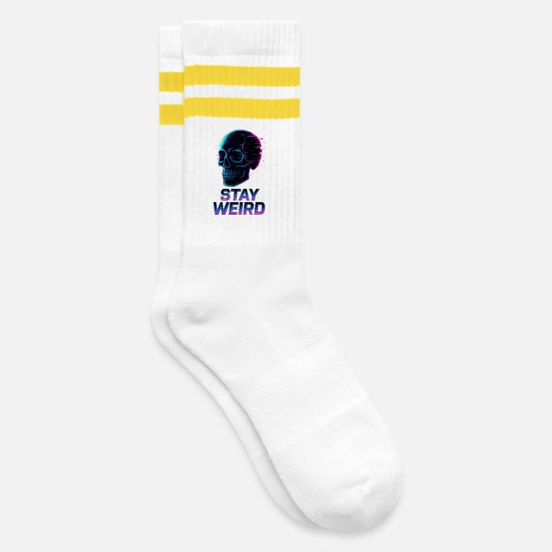 Restez bizarre Neon Skull - Chaussettes de tennis - blanc/jaune