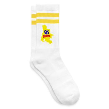 Drôme 26 - Gestreifte Tennissocken - Weiß/Gelb - Rechts