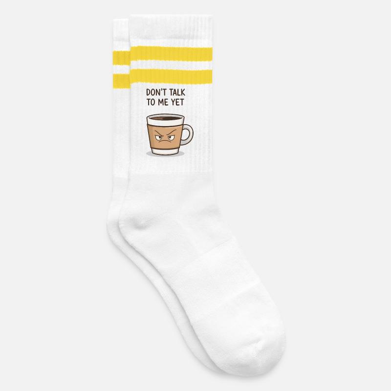 Grumpy Coffee Cup – Don’t Talk to Me Yet - Striped tennis socks - white/yellow