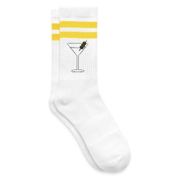 Olive Skewered Martini Silhouette - Striped tennis socks - white/yellow - Right