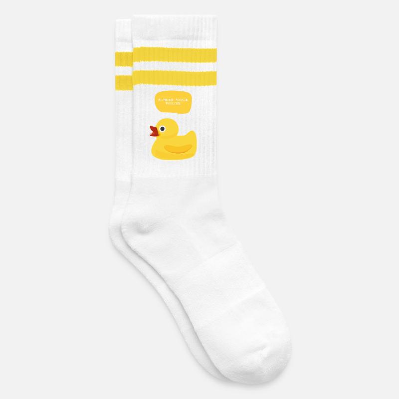 Plumes. Concentré. Fabuleux design de canard - Chaussettes de tennis - blanc/jaune