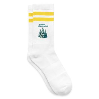 Winter Wunderland Tannen - Gestreifte Tennissocken - Weiß/Gelb - Rechts