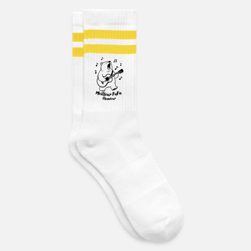 Bester singender Vater - Gestreifte Tennissocken - Weiß/Gelb