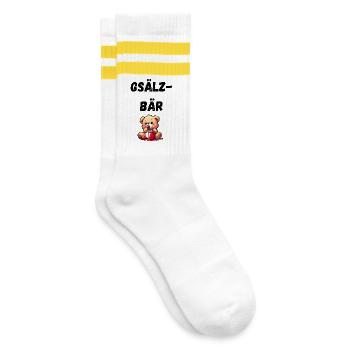 Gsälzbär Swabian - Striped tennis socks - white/yellow - Right
