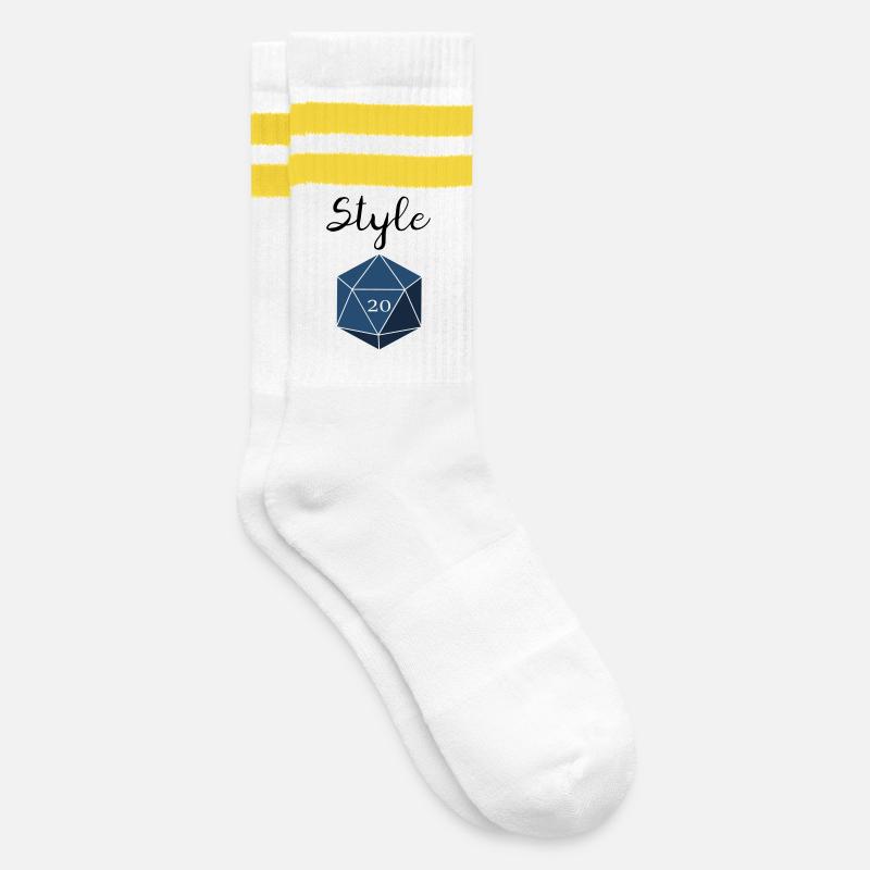 Style Check d20 - Striped tennis socks - white/yellow
