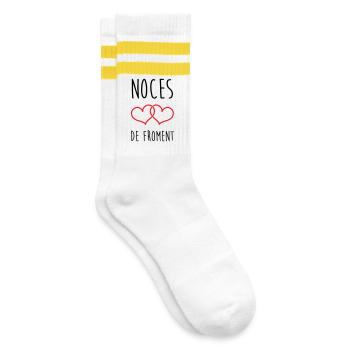 wheat wedding 3 years of marriage - Striped tennis socks - white/yellow - Right